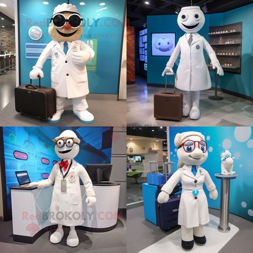 Personnage De Costume De Mascotte Redbrokoly De Docteur Blanc Habillé Avec Jupe Et Porte-Documents