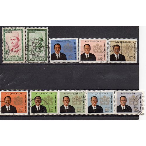 Maroc- Lot De 10 Timbres Oblitérés - Rois