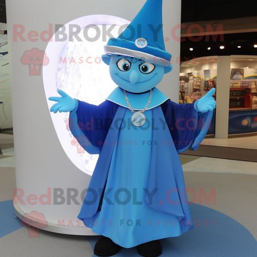 Personnage De Costume De Mascotte Redbrokoly De Magicien Bleu Ciel Habillé D'une Robe Taille Empire Et De Colliers