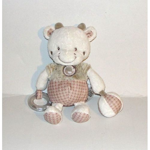 Doudou Vache D'activites Mots D'enfants Peluche Vache Veau Anneau Et Balle