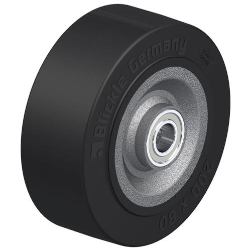 200mm wheel with black elastic rubber on welded steel centre