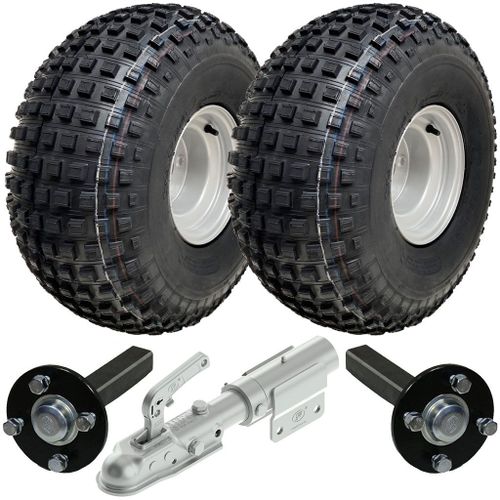 22x11.00-8 Knobby ATV Quad Trailer Kit Wheels Axles Swivel Hitch Max Load 310kgs