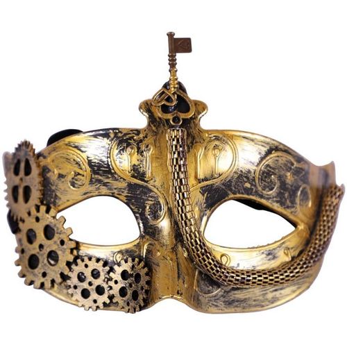 Mi-Masque De Steampunk Doré De 16 Cm
