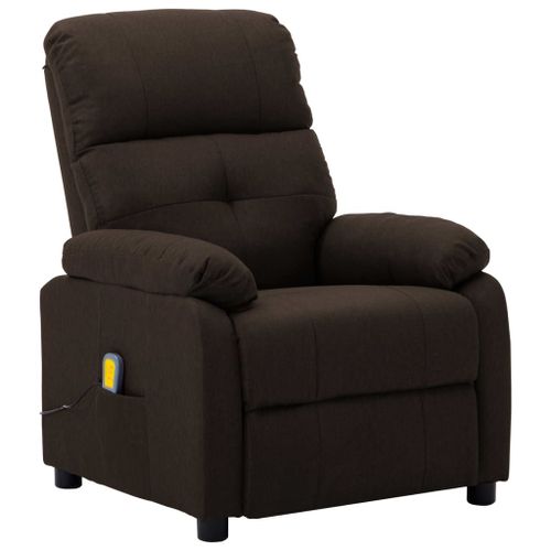 Vidaxl Fauteuil De Massage Inclinable Marron Foncé Tissu