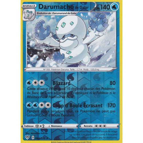 Carte Pokemon - Darumacho De Galar - 44/189 - Holo-Reverse - Épée Et Bouclier 3 Ténèbres Embrasées