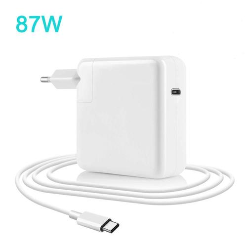 87W USB C adaptateur secteur remplacement USB C chargeur secteur Compatible avec MacBook Pro chargeur 15 pouces ordinateur portable (câble de USB C) - Type EU Plug