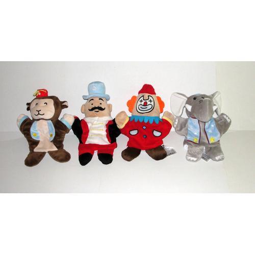 Marionnette Circus Maisons Du Monde Lot De 4 Peluche Doudou Mr Loyal Le Clown Le Singe Et L'éléphant Du Cirque