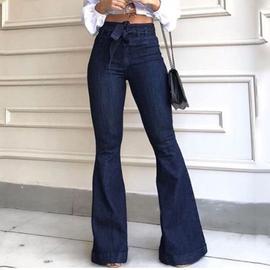 Femmes Skinny Flare Denim Jeans Rétro Bell Bas taille haute pantalon US 