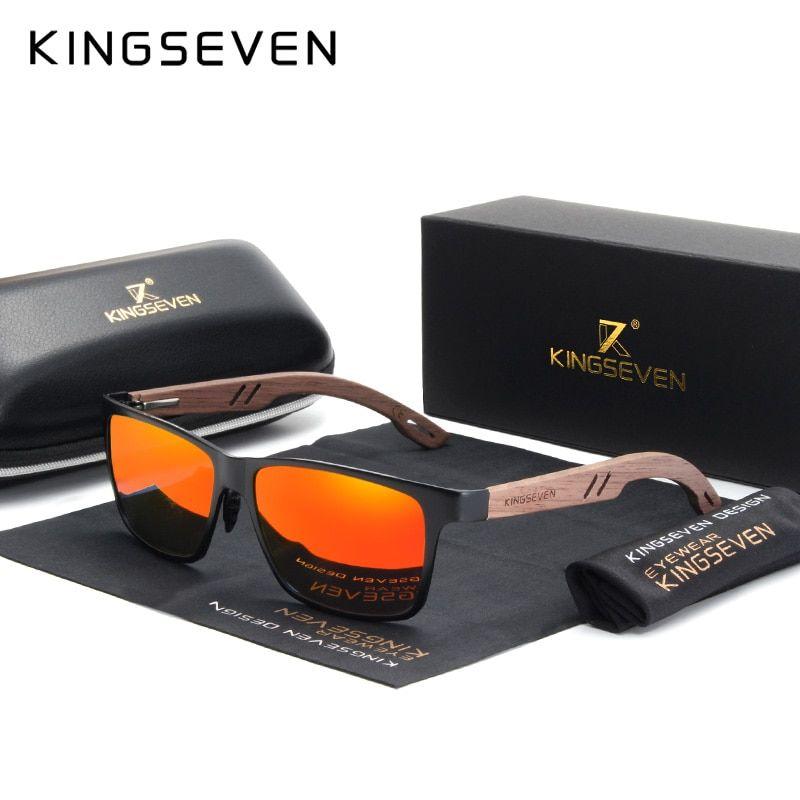 KINGSEVEN lunettes de soleil en bois aluminium Lunettes de