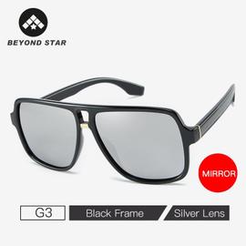 BEYONDSTAR lunettes de Soleil Vintage hommes Miroir argent