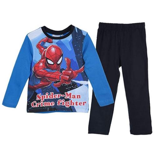 Pyjama Garçon Spiderman Manches Longues Bleu 100% Coton