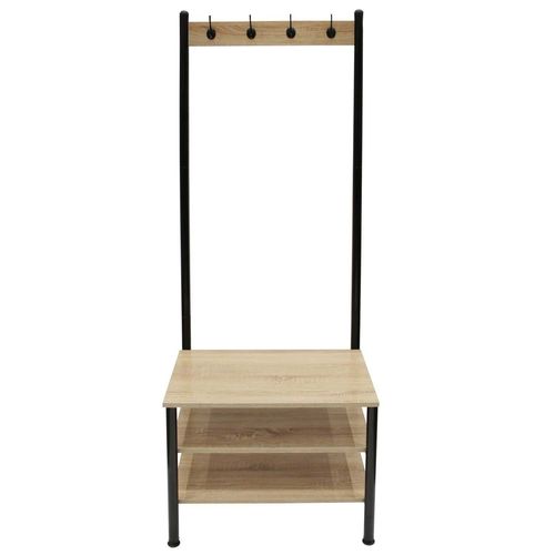 Meuble D'entrée En Mdf 3 Étagères 4 Accroches - L.60 X H.175 Cm - Noir