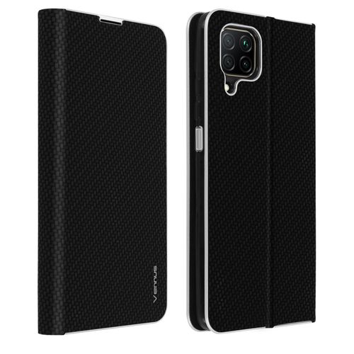 Housse Huawei P40 Lite Étui Intégral Portecarte Support Vidéo Effet Carbone Noir
