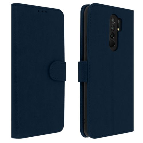 Étui Pour Xiaomi Redmi 9 Clapet Portefeuille Fonction Support Vidéo Bleu Nuit