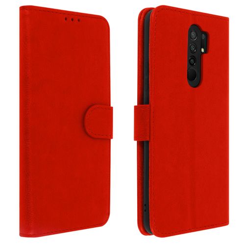 Étui Pour Xiaomi Redmi 9 Clapet Portefeuille Fonction Support Vidéo Rouge