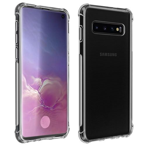 Pack Protection Samsung Galaxy S10 Coque Souple + Film Verre Trempé Transparent