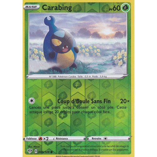 Carte Pokemon - Carabing - 8/189 - Reverse - Épée Et Bouclier 3 Ténèbres Embrasées