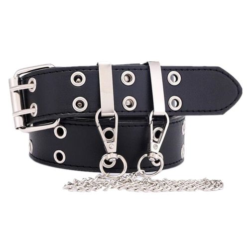 Ceinture Serre Taille Avec Chaîne Similicuir Solide Noir Gothique Punk Rock Metal Lolita Concert Rock Déguisement Cosplay Soirée À Thème 111 Cm Femmes