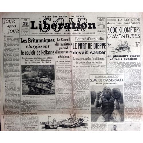 39-45 : Vieux Journal Authentique Et Complet "Libération Soir" Du 28 Septembre 1944