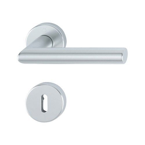 Poignées sur rosaces clé L - aluminium argent - Amsterdam HOPPE