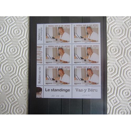 Frederic Dard Dit San Antonio Bloc De 6 Timbres Coin Daté 23-03-2020