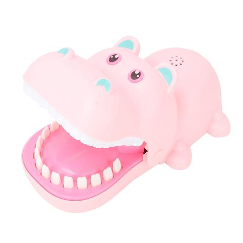 Bouche D'hippopotame De Dessin Animé Portable Avec Dents, Jouet Morsure De Doigt, Jeu De SociéTé, Jouets Pour Enfants Rose