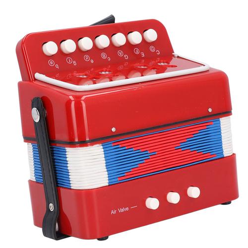 AccordéOn Pour Enfants, Bouton De Commande à 7 Touches, Instrument De Musique, Bouton De DéVeloppement De La Petite Enfance, Jouet AccordéOn Rouge