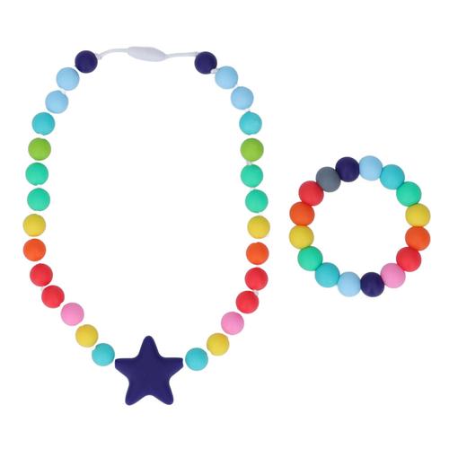 Collier D'allaitement Pour BéBé, Irisé, Bricolage, Dureté Moyenne, Qualité Alimentaire, Jouet De Dentition Portable En Silicone