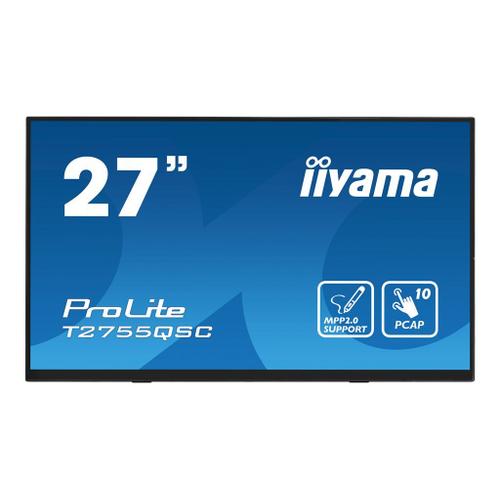 iiyama ProLite T2755QSC-B1 - Écran LED - 27" - écran tactile - 2560 x 1440 WQHD @ 75 Hz - IPS - 400 cd/m² - 1000:1 - 5 ms - HDMI, DisplayPort - haut-parleurs - noir mat