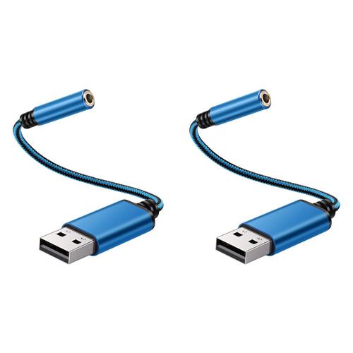 2X Adaptateur Audio USB Vers Prise Casque 3,5 mm, Carte Son St¿¿r¿¿o Externe pour PC, Ordinateur Portable, , Etc (0,6 Pieds, Bleu)