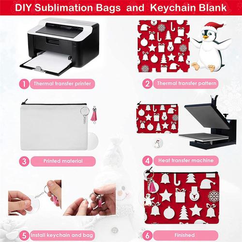 20 Pi¿¿Ces Sublimation Blancs Poche Diy Transfert De Chaleur Maquillage Fer Sur Fermeture ¿¿Clair Toile Stylo Cas Pour Femmes Enfants