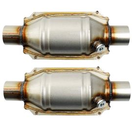 2x Convertisseur Catalytique Universel D'entr¿¿E/Sortie, Avec Port O2 Et Bouclier Thermique 53004 En Acier Inoxydable Pour Voiture