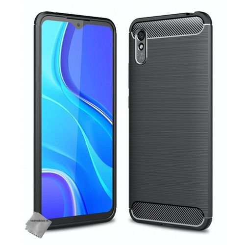 Housse Etui Coque Silicone Gel Carbone Pour Xiaomi Redmi 9a + Film Ecran - Noir