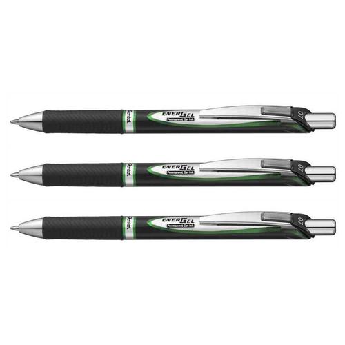 Pentel Lot De 3 Stylos Roller Liquid Gel Energel Document, Vert