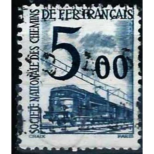 France 1960, Bel Exemplaire Timbre Pour Colis Postal - Petits Colis, Locomotive Électrique, Yvert 45, 5.00f. Bleu, Oblitéré, Tbe -