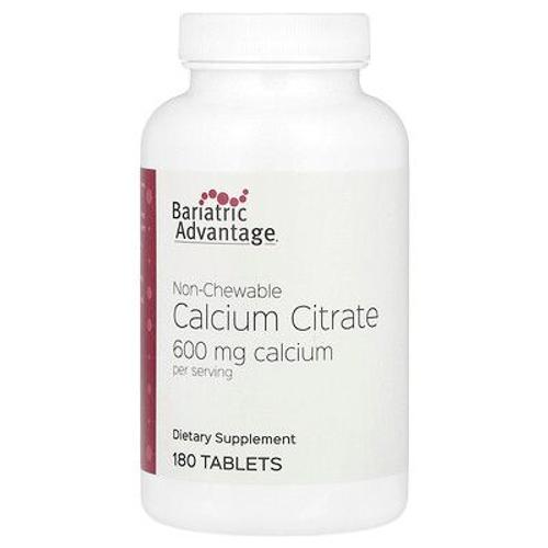 Bariatric Advantage Citrate De Calcium Non À Croquer, 600 Mg, 180 Comprimés (200 Mg Par Comprimé) 