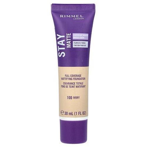 Rimmel London Stay Mate, Fond De Teint Matifiant À Couvrance Totale, 100 Ivoire, 30 Ml 