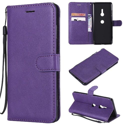 Étui Pour Rabattu Sony Xperia Xz3 Étui De Téléphone Portefeuille D'affaires Cuir De Haute Qualité Couleur Solide Classique Avec Fente Pour Carte - Violet