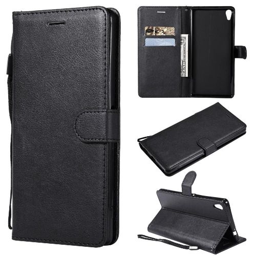 Flip Étui Pour Sony Xperia Xa Ultra Étui De Téléphone Portefeuille D'affaires Couleur Solide Classique Avec Fente Pour Carte Cuir De Haute Qualité - Noir