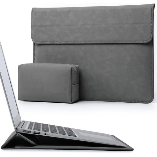 15-16 Pouces Housses Ordinateur Portable Sacoche Avec Fonction Stand Pour Macbook Pro 16 M4/M3/M2/M1 Pro/Max 2025-2019,Xps 15,Macbook Pro 15 2015-2012,Samsung Galaxy Book Flex 15,Gris Fonc