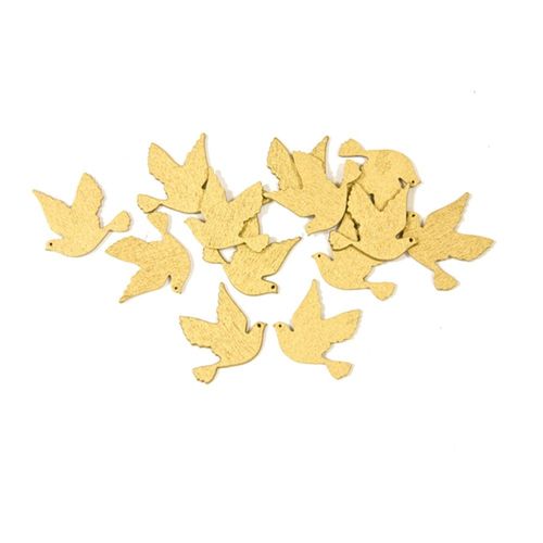 15 Confettis Colombe Bois Or Mtal