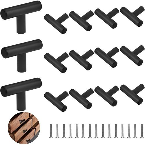15 Pcs Poigne D'armoire En T Avec 15 Vis, Poigne De Porte En Forme De T, Boutons De Tiroir En Acier Inoxydable, Petit Bouton De Meuble Laqu, Pour Cuisine Salle De Bain Bureau, N[Jia5286384]