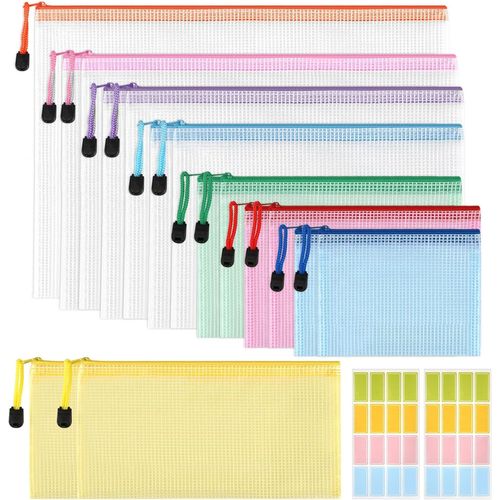 15 Pices Sac  Documents En Pvc - Format A4/A5/A6/B4/B5/B6/B8/Factures Avec tiquettes - Color Et tanche - Pour Documents, Cosmtiques