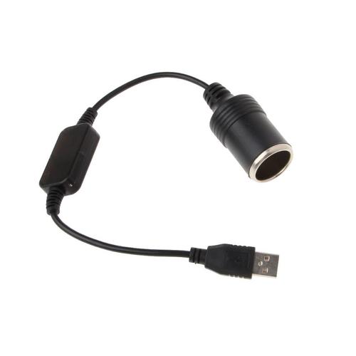 Adaptateur convertisseur de puissance contrôleur filaire Port USB à 12V voiture  prise allume cigare convertisseur femelle pour batterie externe DVR GPS USB  Câbles - Type 60cm