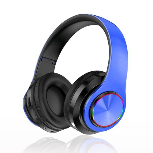 Casque Bluetooth, Casque pour musique, carte enfichable, réduction du bruit, Bleu