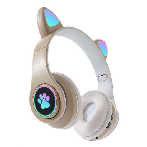 Casque Bluetooth, Casque pour musique, 400mAh 3.7V, 8 couleurs LED, Or