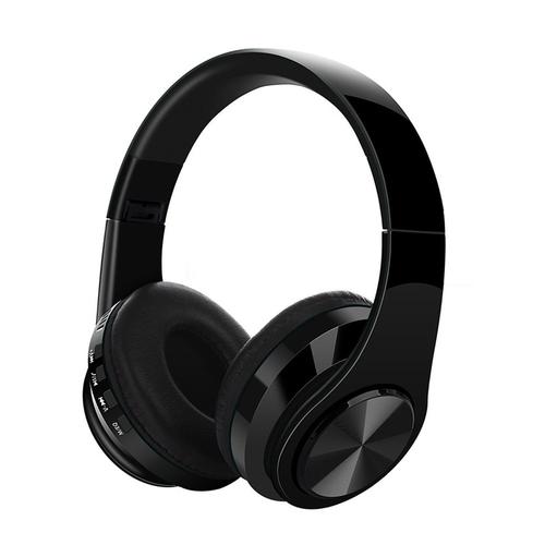 Casque Bluetooth, Casque pour musique, 400 mAh, rétractable et pliable, Casque de jeu supra-auriculaire, noir