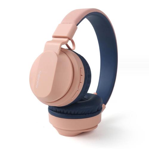 Casque Bluetooth, Casque pour musique, écouteurs pour enfants, son stéréo, batterie longue durée, deux modes, rose