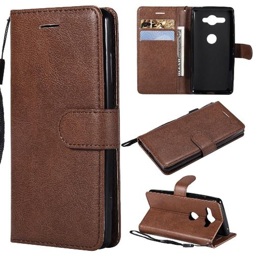 Flip Étui Pour Sony Xperia Xz2 Compact Cuir De Haute Qualité Couleur Solide Classique Étui De Téléphone Portefeuille D'affaires Avec Fente Pour Carte - Le Brun