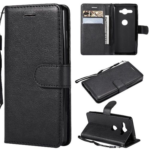 Flip Étui Pour Sony Xperia Xz2 Compact Cuir De Haute Qualité Couleur Solide Classique Étui De Téléphone Portefeuille D'affaires Avec Fente Pour Carte - Noir
